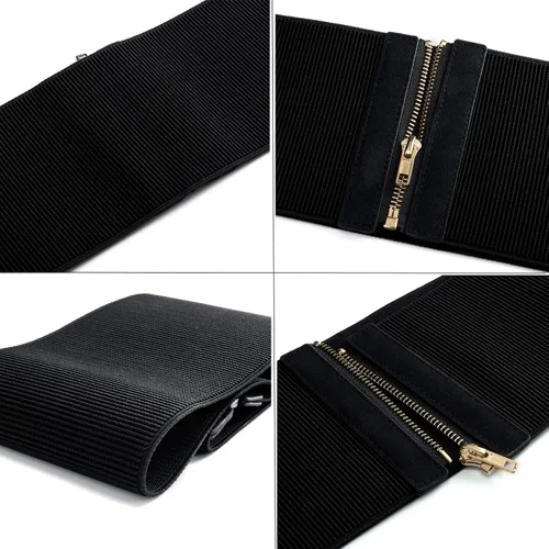 Miniatura 6 de CHIC DIARY Cinturón elástico ancho para mujer para vestido de mujer, cinturón elástico vintage con cremallera