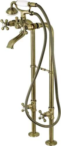 Kingston Brass CCK266K3 Kingston - Grifo de bañera independiente con línea de suministro y válvula de parada, latón antiguo