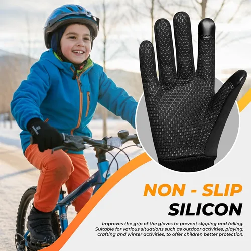 Miniatura 7 de WESTWOOD FOX Kids Winter Thermal Cycling Gloves Boys Girls Flexible Grip Touchscreen Cycling Bike Gloves for Children Running Ski Anti-Slip Mitts