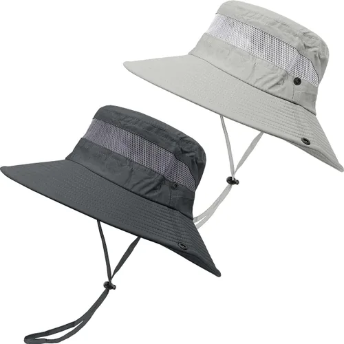 Paquete de 2 sombreros Boonie para hombres y mujeres con protección UV UPF 50+ para pesca, senderismo y jardinería