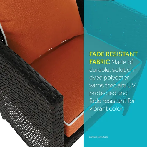 Miniatura 4 de Suntastic O'Linen - Juego de 4 cojines y almohadas de comedor de lujo para exteriores e interiores, para muebles de patio, color naranja quemado