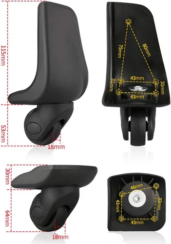 Miniatura 3 de FSFY Par Ruedas Traseras Maleta Reemplazo Maleta Rueda Giratoria 360 Spinner W001