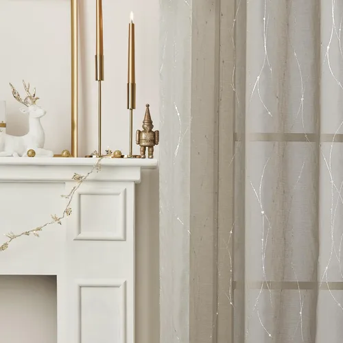 Miniatura 19 de Deconovo Oeko-TEX - Cortinas con estampado de lámina transparente con certificación Oeko-TEX, 2 paneles, ojales en la parte superior, elegantes