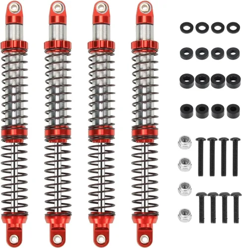 RCAWD Amortiguador universal de 4.724 in para un montón de 1/10 RC Hobby Cars, actualizaciones de choque RC de aluminio completo, amortiguadores Rojo