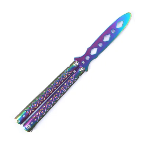 Miniatura 3 de Navaja de mariposa para entrenamiento, herramienta de práctica con hoja sin filo, acero inoxidable