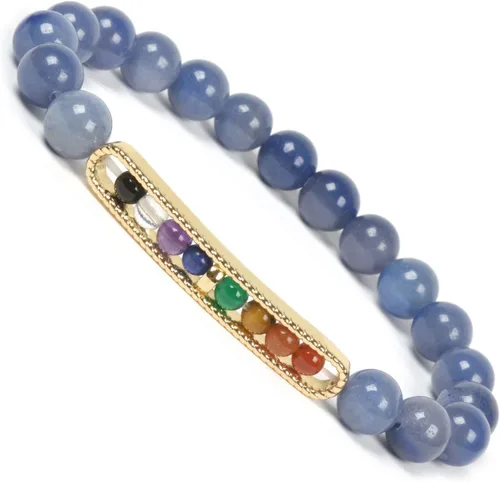 Justinstones Pulsera elástica de piedras preciosas naturales para chakras, curación semipreciosa, reiki, 0.315 in, con cuentas de yoga, 7 pulgadas