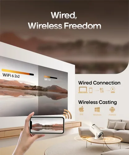 Miniatura 6 de Mini proyector con Wifi 6 y Bluetooth5.4, proyector portátil 4K, proyector inteligente Android 14 con 200ASIN y Keystone automático, proyector