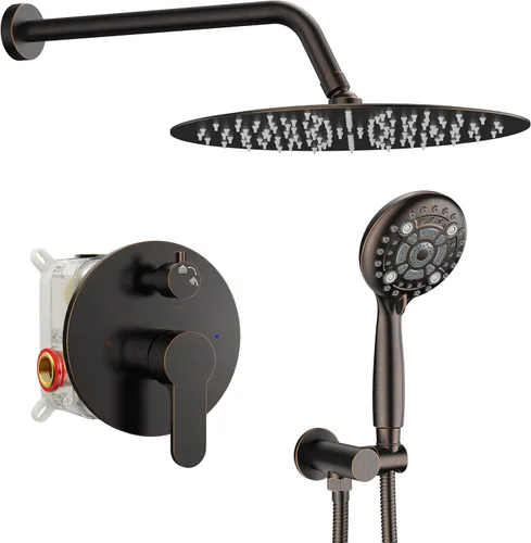 Miniatura 26 de SR SUN RISE Grifo de ducha – Sistema de cabezal de ducha multifuncional de alta presión de 8 pulgadas con accesorios de cabezal de ducha de mano