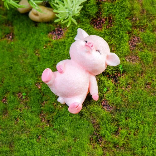 Miniatura 8 de Figuras de cerdo en miniatura, 8 piezas de figuras de juguete de cerdito rosa, decoración de pasteles para decoración de hadas jardín, coche