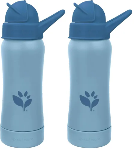 Green Sprouts® Sprout Ware® - Botella con popote de 10 onzas, 6 meses +, plástico vegetal, silicona curada con platino, apta para lavavajillas,