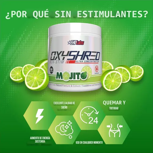 Miniatura 4 de EHP Labs OxyShred Polvo Pre Entreno Sin Estimulantes - Pre Entreno Sin Estimulación, Pre Entreno Sin Cafeína para Hombres y Mujeres - Pre Entreno