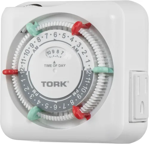 Miniatura 3 de NSi Industries TORK RTN312 temporizador mecánico de enchufe para interiores, resistente, de 15 A, con programación de 24 horas – con interruptores
