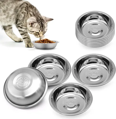Cuenco de Acero Inoxidable para Gatos - Cuencos de Comida para Gatos Poco Profundos y Anchos, Platos para Gatitos de Metal Aptos para Bigotes y