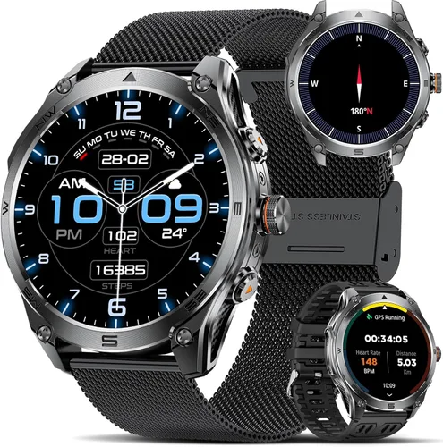 Miniatura 4 de Reloj inteligente, pantalla redonda AMOLED de 1.75 pulgadas, impermeable IP68, oxígeno en sangre real y frecuencia cardíaca, batería de cobalto puro
