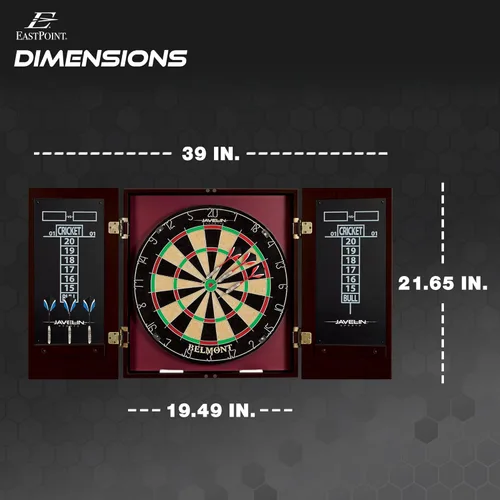 Miniatura 6 de EastPoint Sports Official Size Dart Board Cabinet Set- Easy-Assembly & Complete with 6 Deluxe Steel Tip Darts and Accessories -Premium Darts Set