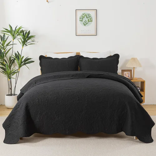 Miniatura 59 de HoneiLife - Juego de colcha de tamaño Queen, juego de ropa de cama de pana bordada de 3 piezas, colcha de lujo, ligera, cálida, para todas las Pana