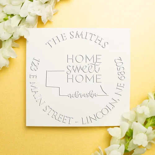 Miniatura 101 de Sello en relieve de dirección personalizado para nuevos propietarios de viviendas, sello redondo de 1-5/8 para dirección de casa, estampado