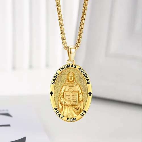 Miniatura 430 de Collar con colgante de plata de ley 925 con medalla de San Patrón, joyería religiosa para hombres y mujeres, con cadena de acero inoxidable 316L