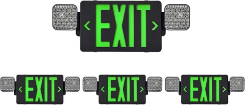 Miniatura 17 de TANLUX Letrero de salida de carcasa negra con luces de emergencia, luz LED de salida de emergencia con batería de respaldo, certificación UL, combo