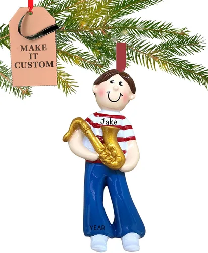 Adorno de saxofón personalizado para niño 2025 | Personalización gratuita las 24 horas | Adornos musicales de Navidad para árbol | Recuerdo de