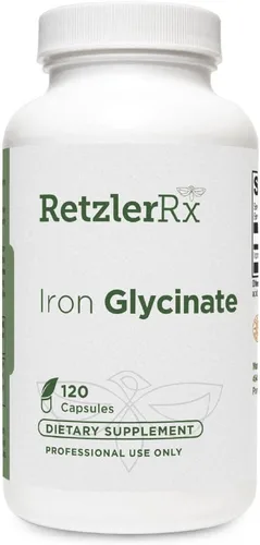 HormoneSynergy Glicinato de hierro 29 mg - Suplemento de hierro suave y altamente absorbente - 120 VCaps con fórmula de grado farmacéutico - Apoya