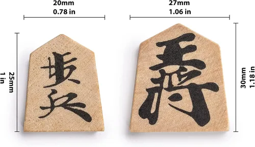 Miniatura 5 de Conjunto completo de piezas de madera de Shogi de ajedrez japonés o koma