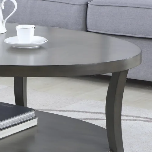 Miniatura 3 de Roundhill Furniture Juego de mesa de centro ovalada Perth contemporánea, color gris
