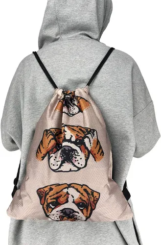 Miniatura 3 de HIFUN English Bulldog - Mochila unisex para gimnasio viaje con cordón