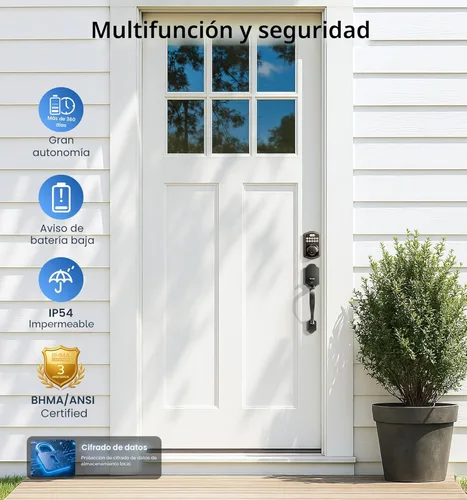Miniatura 5 de Veise KS02A - Cerradura de puerta de entrada sin llave de huellas dactilares, bloqueo automático, cerrojo electrónico para puerta delantera, Bronce