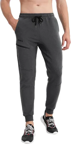 Miniatura 8 de BROKIG Men's Joggers Tapered Athletic Pants Double Zipper Pockets Slim Fit Workout Sweat Pants Casual Gym Running Bottom