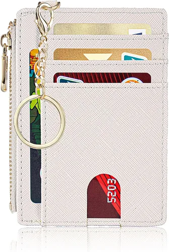 Suweibuke - Billetera delgada de bolsillo, con bloqueo RFID, tarjetero para tarjetas de crédito, mosquetón en D, ventana para identificación y