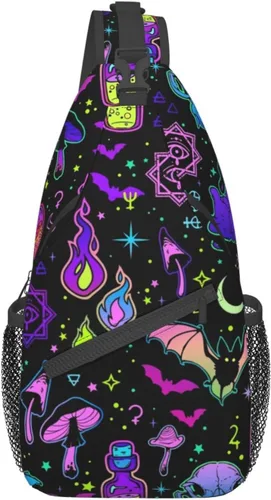 KMIVQGE Mochila cruzada con diseño de calavera de azúcar para viajes, senderismo, pecho, bolsa de hombro para hombres y mujeres, ciclismo, caminar,