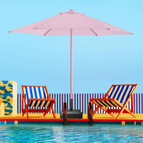Miniatura 20 de HOMSHADE Sombrilla de patio al aire libre de 9 pies, sombrilla para mesa de mercado, piscina, terraza, protección UV UPF50+ con botón de Rojo