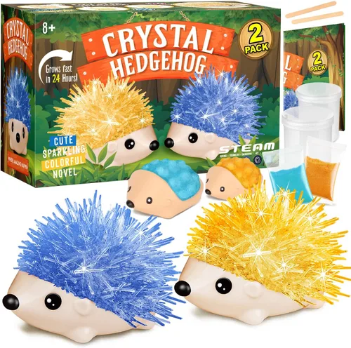 Kit de Cultivo de Cristales - 2 Erizos de Colores Vibrantes para Cultivar - Kits de Ciencia para Niños de 6-8 Años, Excelentes Juguetes de Regalo