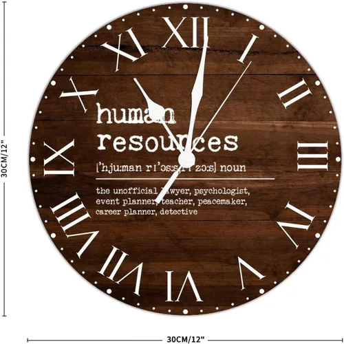Miniatura 2 de ArogGeld Definición de recursos humanos, reloj de PVC, frases motivacionales, sin marco, números romanos, significado de 12 pulgadas, silencioso