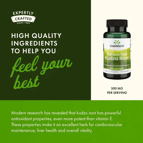 Miniatura 5 de Swanson Full Spectrum Kudzu Root – Suplemento de hierbas que apoya la salud del corazón y la salud del hígado – Puede apoyar la presión arterial