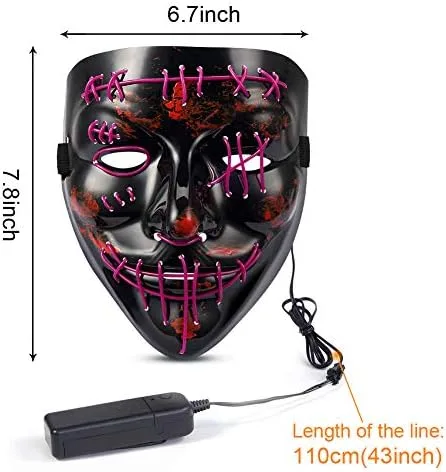 Miniatura 4 de Máscara LED de terror de Halloween, máscara de purga LED, máscara de luz LED para disfraz de Halloween