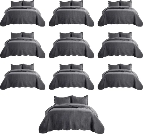 Miniatura 65 de IR Imperial Rooms Velvet Twin Quilt Bedspread Comforter Bedding Set 2 Pcs Diamond Pattern - (68"x86") Bedspread Coverlet + 1 Pillow Shams