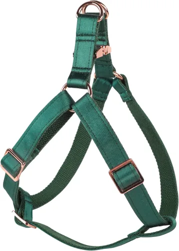 Lionet Paws Arnés para perro, arnés de nailon de seda ajustable sin tirones con hebilla de metal para perros pequeños, fácil caminar, verde oscuro,