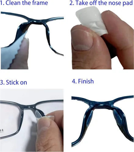 Miniatura 4 de lvvfit Almohadillas de nariz para gafas, almohadillas adhesivas antideslizantes para la nariz, almohadilla de silicona suave para lentes, anteojos