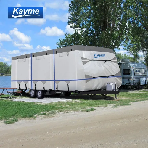Miniatura 6 de Kayme Funda de Oxford 300D para cámper, impermeable, protección contra rayos ultravioleta, puerta con cremallera, correas protectoras del viento, 4