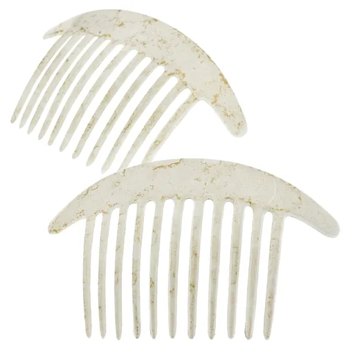 Camila Paris CP2940 - Peines laterales franceses para el cabello, peines entrelazados de perlas blancas, peines de pelo con giro francés, pinzas de