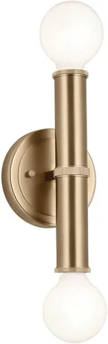 Miniatura 4 de Kichler Lámpara de pared con 2 luces, luz moderna en bronce champán, clasificación húmeda, montaje horizontal o vertical, para entrada, chimenea