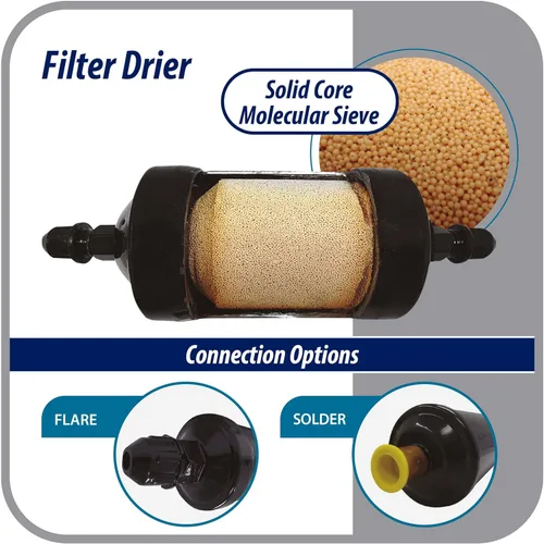 Miniatura 6 de Appli Parts APFD-053 3/8 pulg. Filtro Secador de Línea Líquida Refrigerante AC para Refrigeración HVAC 053 Conexión SAE Flare universal