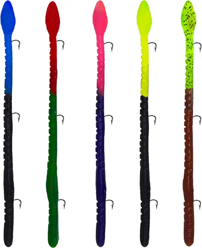 Delong - Señuelos KILR de 6 pulgadas pre-aparejados para bajo, lucio y cualquier cosa intermedia, señuelos para lubina, aparejos de cebo, 5 por