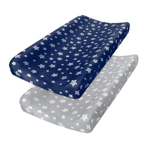 Paquete de 2 fundas para cambiador para niños y niñas, con estampado encantador, suaves, unisex, para cambiar, se ajustan a almohadilla contorneada