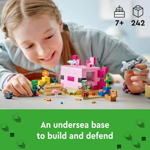 Miniatura 2 de LEGO Minecraft The Axolotl House 21247 - Juego de juguetes de construcción, aventuras creativas en una colorida base submarina, incluye un