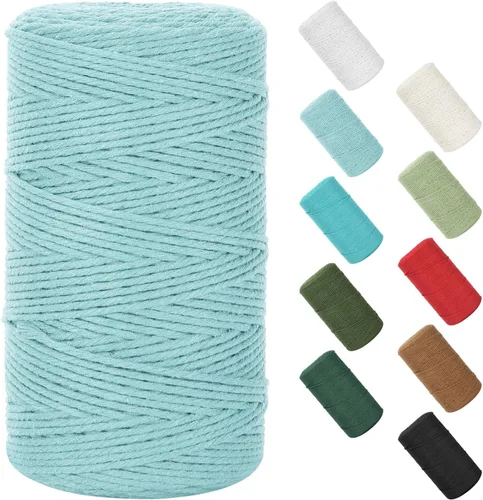 Miniatura 132 de Cordón de macramé de 0.079 in x 380 yardas (1140 pies), cuerda de algodón natural para colgar en la pared, ganchos de plantas, manualidades, Beige