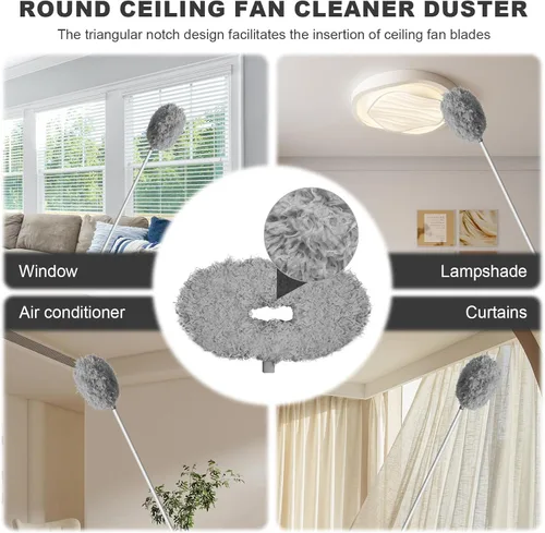 Miniatura 6 de Storystore Plumero para ventilador de techo con poste de extensión, ajustable de 13 a 49.7 pulgadas, limpiador de aspas de ventilador removible