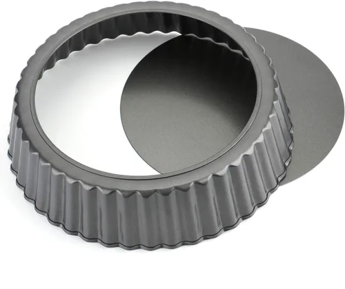 Miniatura 2 de Tosnail Sartén para tartas profundas, sartén para quiche de 9.5 x 2 pulgadas con fondo suelto extraíble, bandeja para hornear acanalada